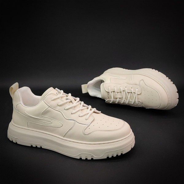 Men's genuine leather sports and leisure shoes, thick soles, dad shoes, board shoes, men's trendy shoes, Korean version, trendy and versatile niche men's shoes 