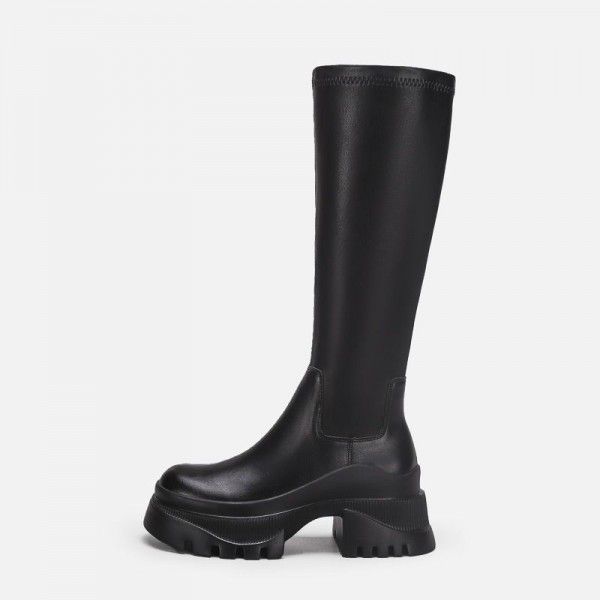 High boots, new black high rise and slimming knight boots, Martin boots below knee height 