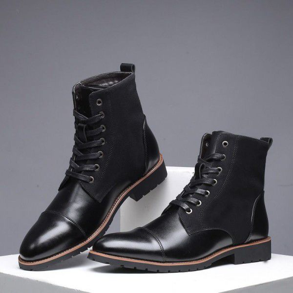 Men's casual high top Martin boots, men's outdoor work clothes, men's shoes, European and American fashion, large size plush cotton shoes 