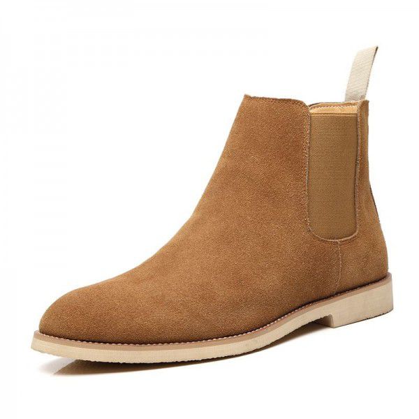 Pointed Chelsea boot Men's Martin Boots English Genuine Leather Boots Cross Border Extra Large 