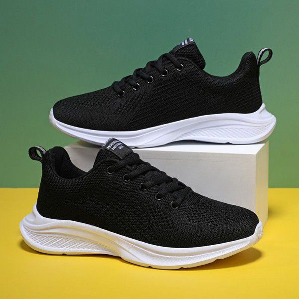 Spring New Women's Shoes Flyknit Mesh Sports Shoes Women's Breathable, Casual, Lightweight, Soft Sole, Anti slip Running Shoes 