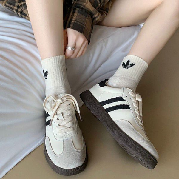 Genuine leather small white shoes for women, retro casual sports board shoes, German training shoes for women 