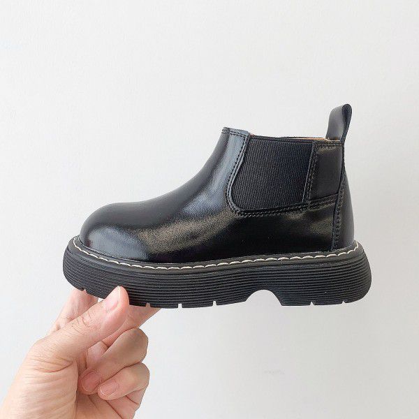 Children's Short Boots Simple Autumn New Girls' English Style Thick Sole Single Martin Boots Boys' Boots 