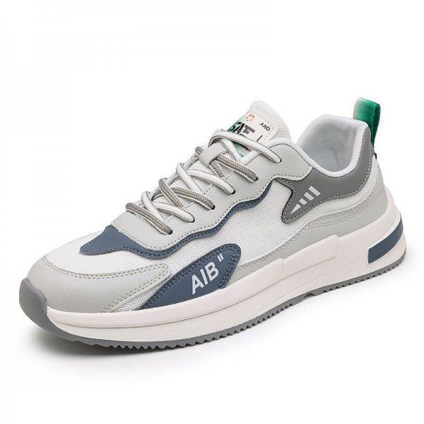 Spring and Summer Men's Sports Shoes Fashion Versatile Thick Sole Breathable Hollow Running Shoes Mesh Dad Shoes 