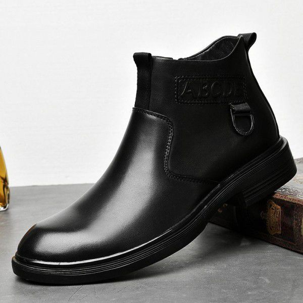 Martin Boots Men's Fashion British Style Chelsea Men's Boots Mid Top Autumn Breathable Low Top Casual Leather Shoes 