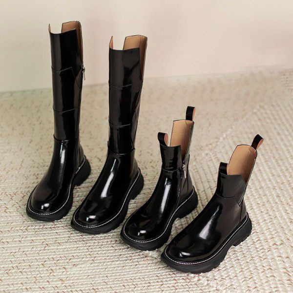 British Martin Boots Women's Lacquer Leather Thick...