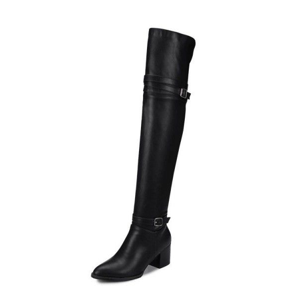 Belt buckle knee length boots for foreign trade la...