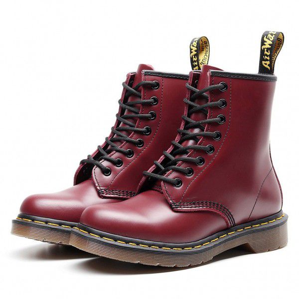 Martin Boots Women's British Style Couple Short Boots Men's and Women's Genuine Leather Boots Round Toe Trend Motorcycle Work Dress Shoes 
