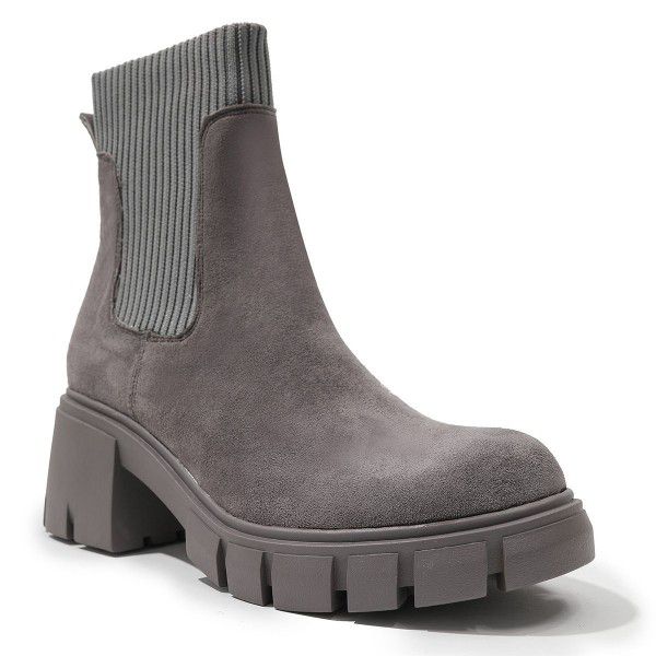 Autumn and Winter New Socks, Boots, Thick Heels, Thick Sole Martin Boots, Women's Large Ankle Boots, Women's 