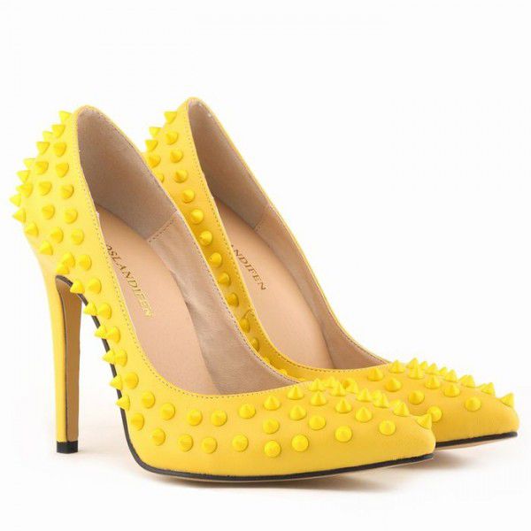 Lorantine pointed matte rivet thin high heels nightclub women's shoes wedding banquet ball shoes 