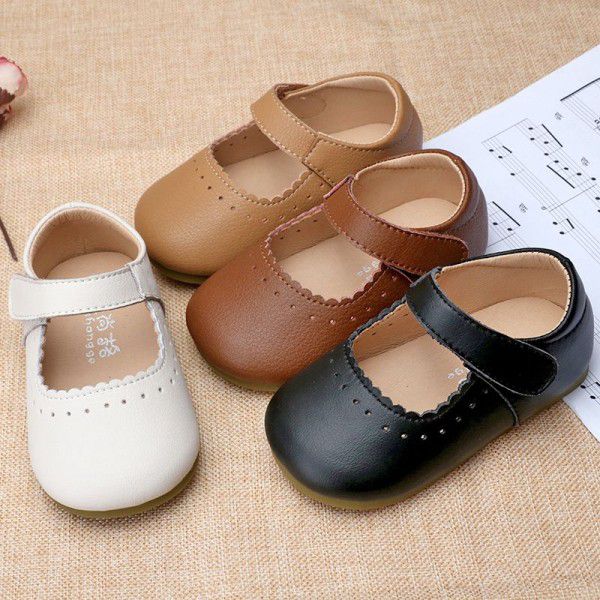 Girls' leather shoes retro style spring and autumn new children's princess shoes soft sole genuine leather baby girls' shoes single shoe 