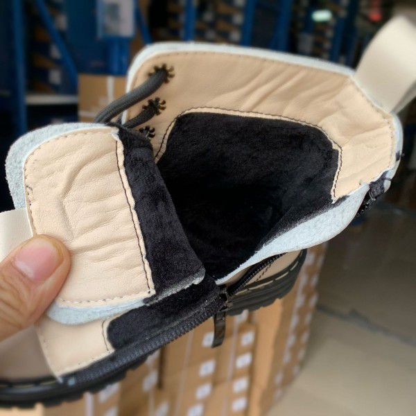 Children's Martin Boots Autumn and Winter New Girls' Cotton Short Boots Boys' Black and White Panda Leather Shoes Keep Warm 