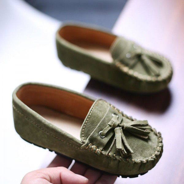 Autumn New Genuine Leather Mid size Boys' Shoes British Tassel Fashion Shoes Girls' Princess Shoes 
