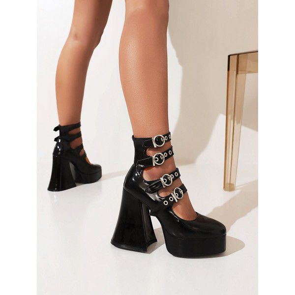 New Spring and Autumn High Heel Buckle Women's Fashion Shoes 