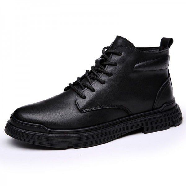 New Genuine Leather Martin Boots for Men's High Top British Style Workwear Boots, Casual plush and Warm Men's Boots, Retro Leather Boots 
