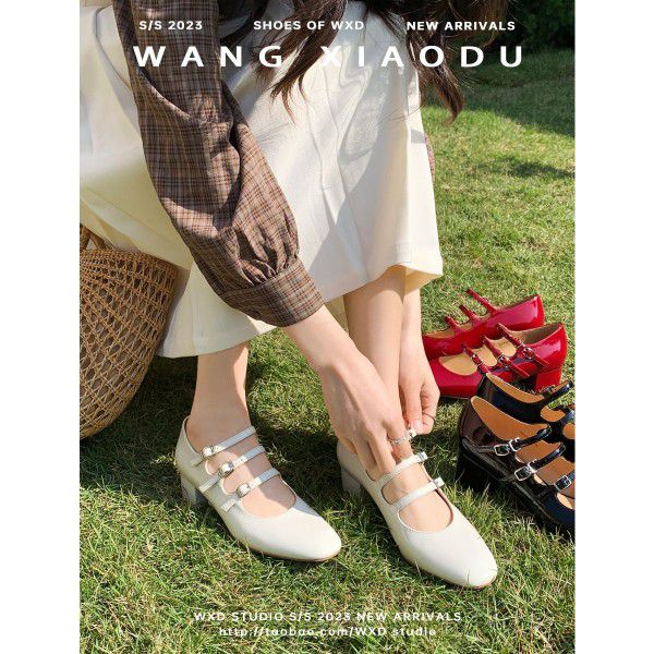 Thick high heels Mary Jane women's new French style single shoes 