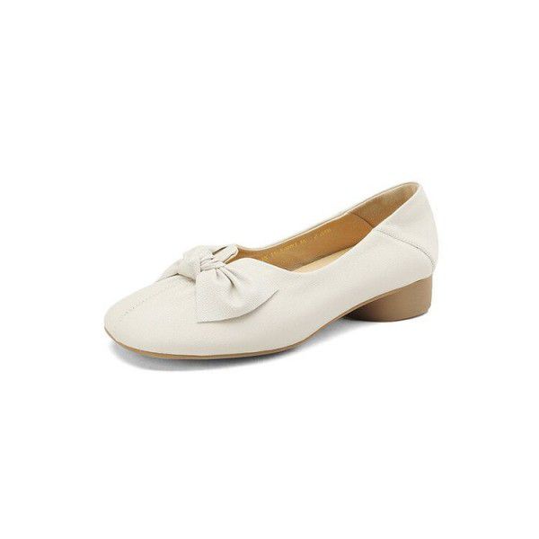 New Full Leather Cowhide Inside and Outside, Comfortable Soft Sole Style Bow Tie Single Shoe for Women 