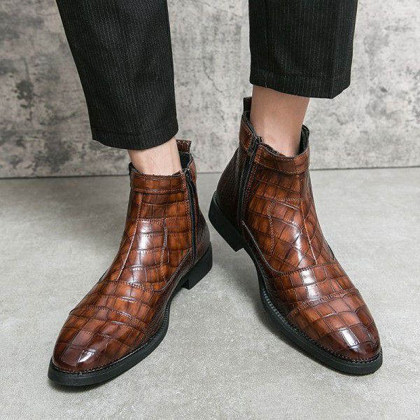 Autumn New Leather Boots Men's Fashion Fit High To...
