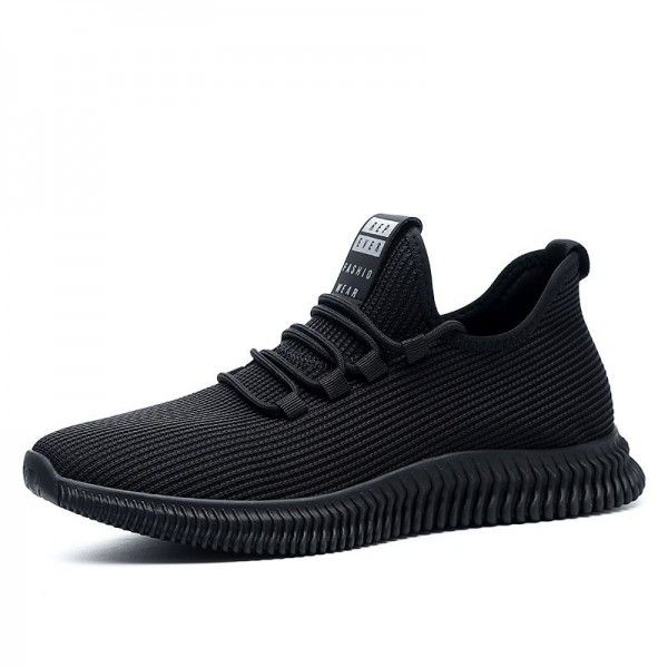 New breathable mesh shoes for men's sports shoes, black men's spring trend, casual fashion, flying weaving shoes for men's shoes 