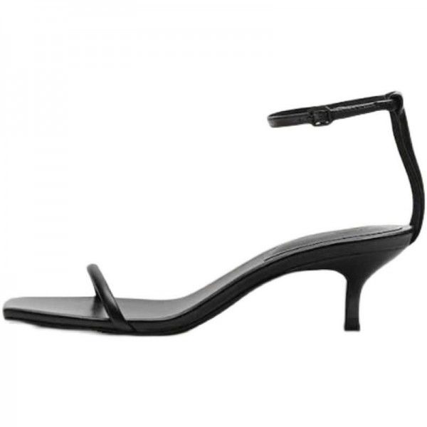 Small and niche one character sandals for women in spring and summer, new square toe slim heels, minimalist medium and high heels 