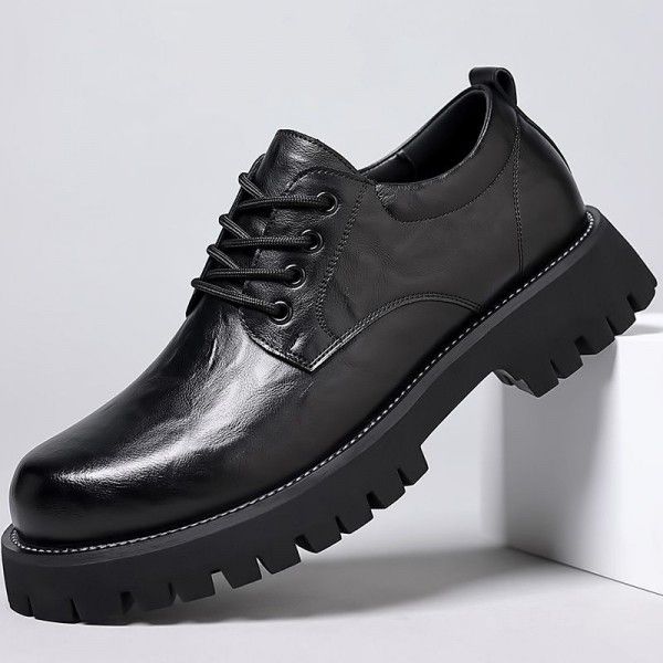 New two-layer cowhide genuine leather thick soled big toe leather shoes for men with rubber soles and increased wear resistance work clothes shoes for men's shoes 