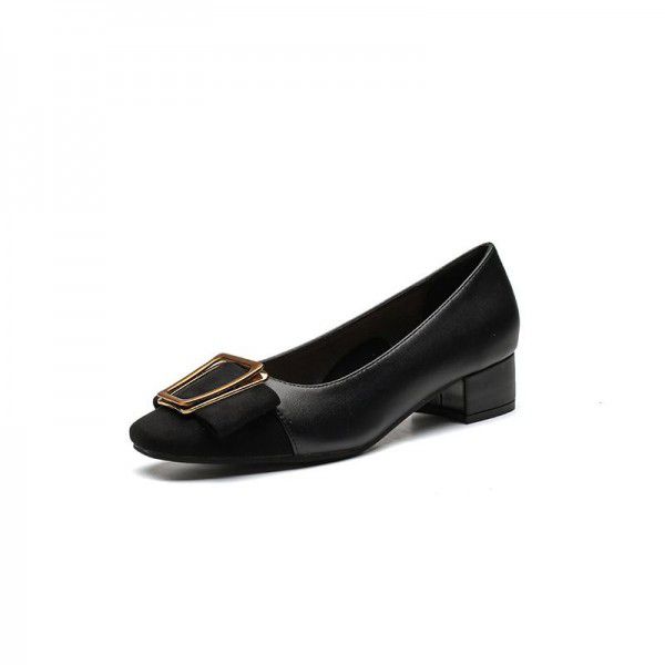New fashion metal buckle color matching single shoe women 