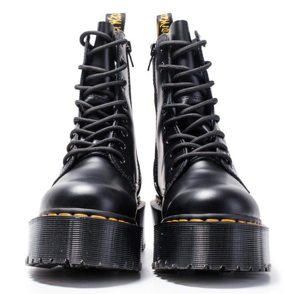 Thick soled 8-hole Martin boots with side zipper British women's short boots, muffin bottoms, lace up work boots 