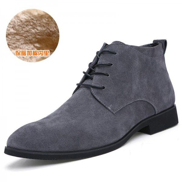Trendy men's boots, British men's shoes, pointed leather boots, Korean casual boots, oversized men's Martin boots 