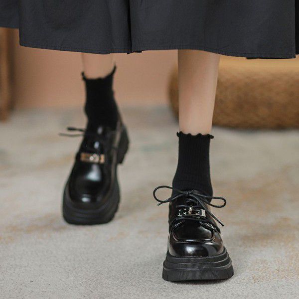 Leather inner raised thick soled small leather sho...