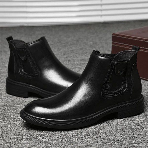 Martin boots, men's high top workwear boots, English style men's boots, leather boots, autumn and winter warmth, Chelsea mid top men's boots 