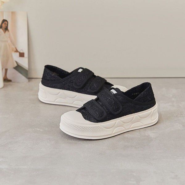 New casual double wear breathable flat bottomed women's shoes with Velcro mesh shoes 