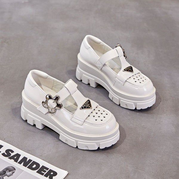 Mary Jane Shoes Women's English Style Small Leather Shoes New Women's Shoes Summer Thick Heels Shoes Shallow Mouth Casual Lefu Single Shoes 