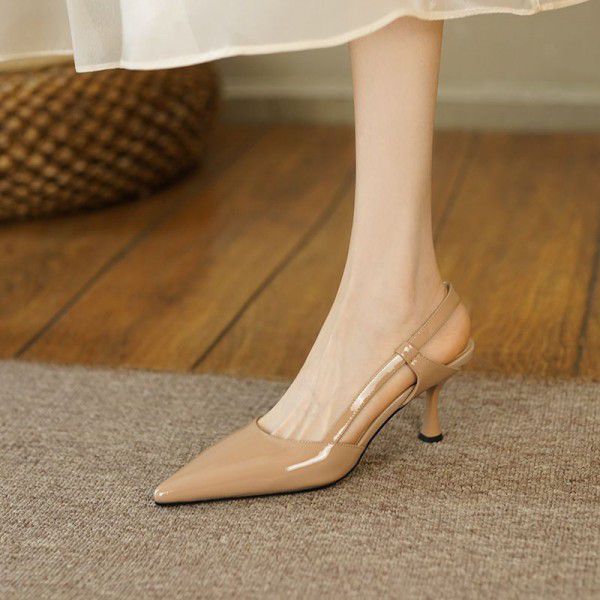 French High Heels Women's Summer Fine Heel Fairy Style Apricot Baotou Sandals 