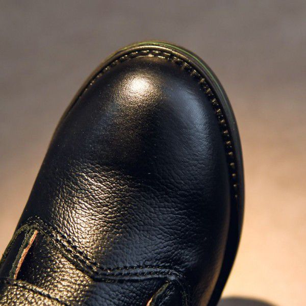 Leather shoes for boys, black performance shoes for middle school students, new soft sole single shoes 
