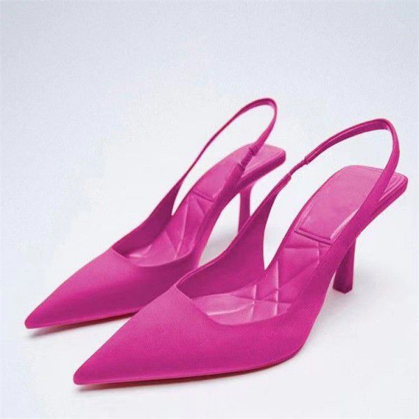 Summer New Solid Color European and American Style Thin Heel Pointed Toe Fashion Single Shoes for Women 