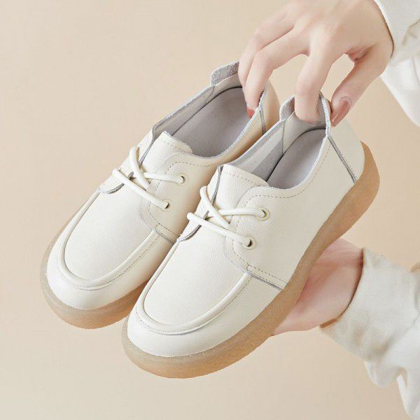 Genuine leather cow tendon sole handmade grandma's shoes, retro literature and art autumn new style, lightweight, comfortable, non slip soft sole single shoes 
