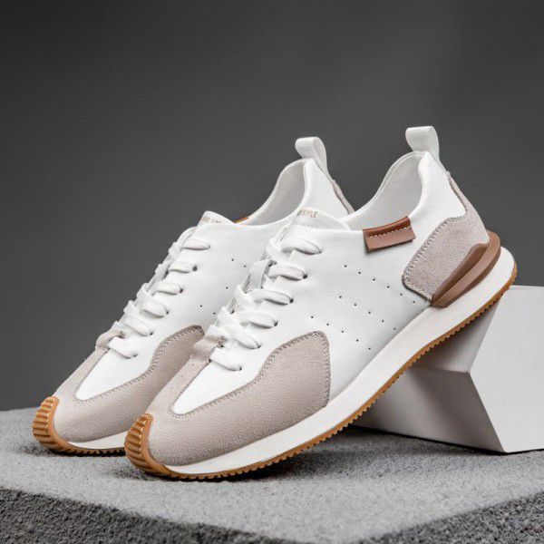 Men's shoes Breathable single shoe versatile sports casual shoes Genuine leather soft sole soft top cowhide small white shoes for men 