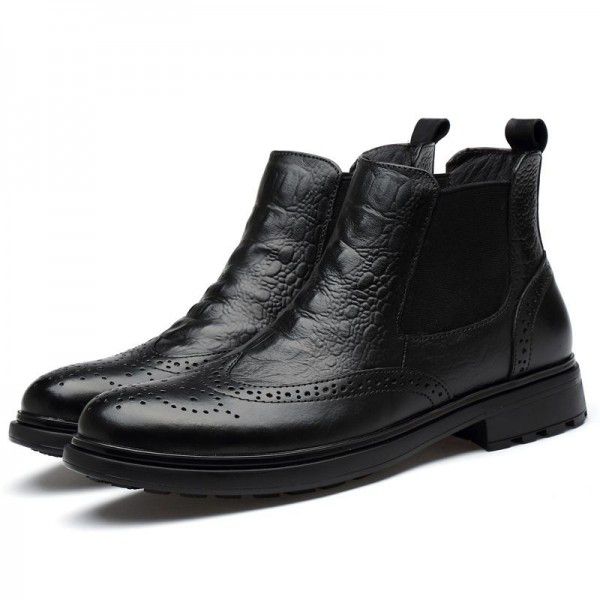 Autumn and Winter New High Top Men's Business Pointed Leather Shoes Crocodile Pattern Men's Boots Cowhide Men's Shoes Martin Boots 