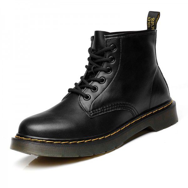 Martin boots men's plush fashion trend men's leather boots spring summer leather men's boots high top Goodyear Tire and Rubber Company boots men 