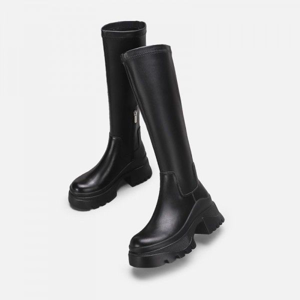 High boots, new black high rise and slimming knight boots, Martin boots below knee height 