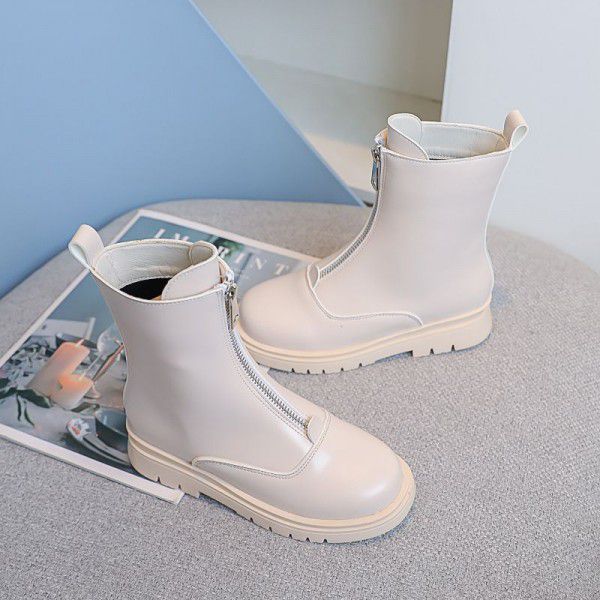 Girls' Boots Spring and Autumn New Mid Sleeve Martin Boots Children's Plush Short Boots Princess 