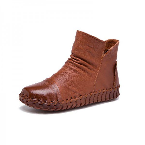 Autumn New Genuine Leather Short Boots Casual Flat...