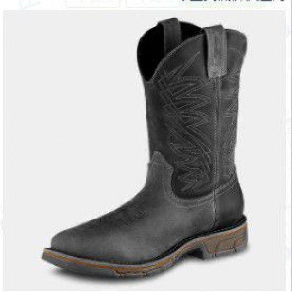 Brown car stitching Martin boots, winter square toe knight boots, thick heeled British snow boots 