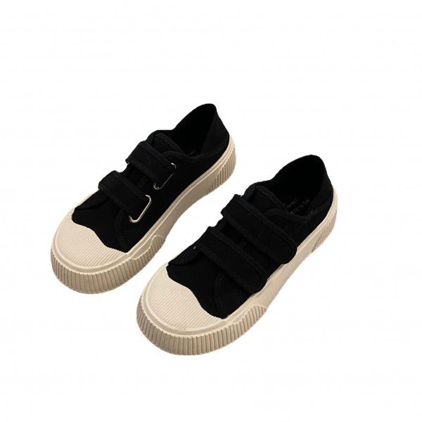 New Spring Thick Sole Biscuit Shoes for Women's Shoes, Popular Velcro, Small White Shoes, Trendy Canvas Shoes 