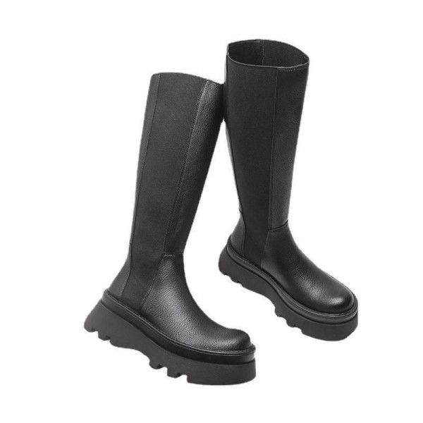 Long boots, women's furrowed thick soles, elevated...