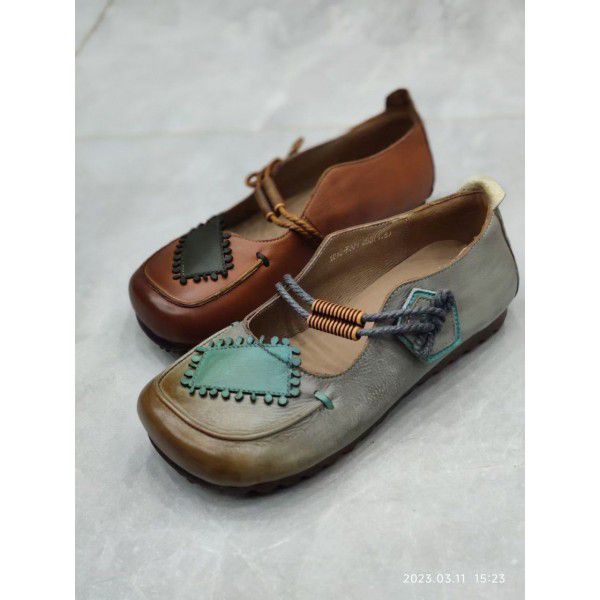 Handmade high heels women's shoes wholesale ethnic style forest style pastoral style artistic retro hollow small heel shoes 