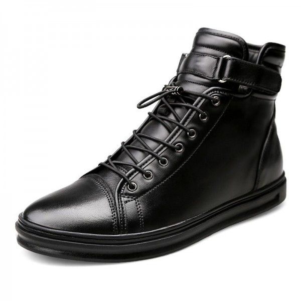 High top Martin boots, men's leather, high height, men's boots, autumn and winter plush cotton boots, British large toe work clothes, military boots, men's shoes 