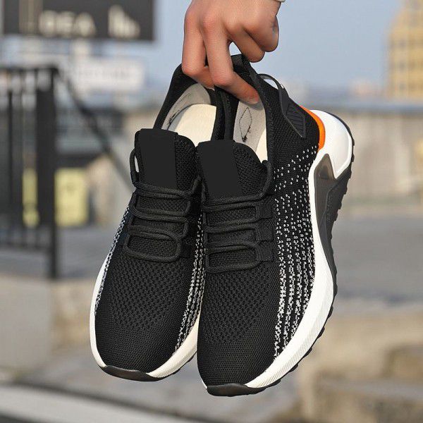 Men's shoes Summer breathable new sports shoes Men's running flying woven mesh low top casual shoes trend 