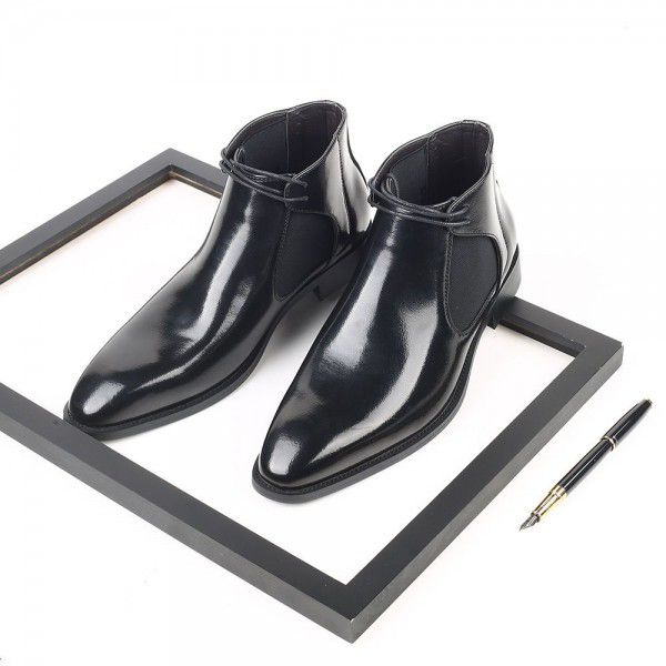 New men's large fashion trend Chelsea boot foot sets British casual leather boots pointy 