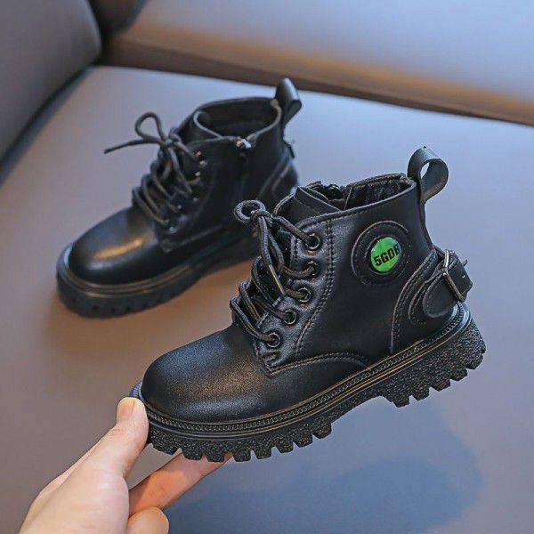 Children's Martin Boots Autumn and Winter New Girls' Fashion Trend Short Boots Boys' English Style Motorcycle Shoes 